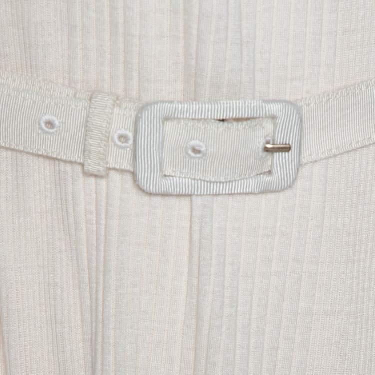 Pre Owned Ralph Lauren Cream Silk & Cotton Knit Sleeveless Dress M