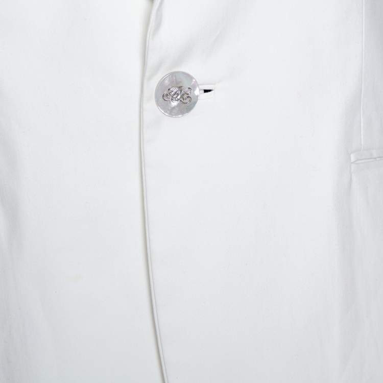 Pre Owned Ralph Lauren Off White Stretch Cotton Tailored Blazer M
