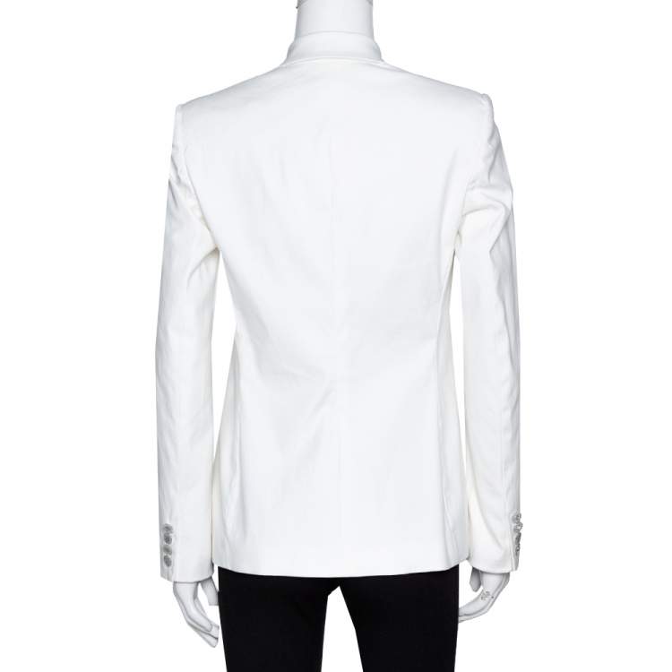 Pre Owned Ralph Lauren Off White Stretch Cotton Tailored Blazer M