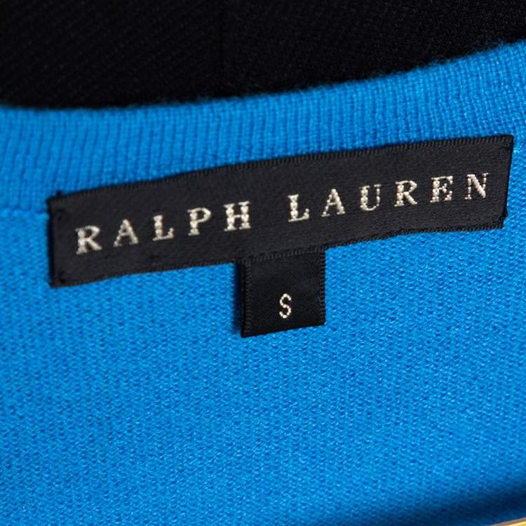 Pre Owned Ralph Lauren Blue Cashmere Paisley Print Silk Overlay Cardigan S