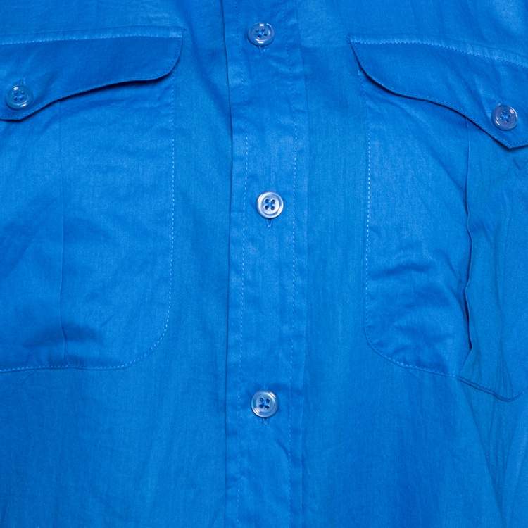 Pre Owned Ralph Lauren Blue Cotton Button Front Shirt M