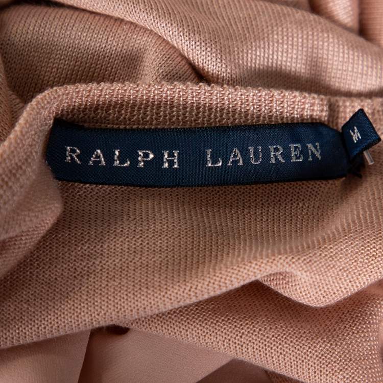 Pre Owned Ralph Lauren Pink Silk Knit Midi Dress M