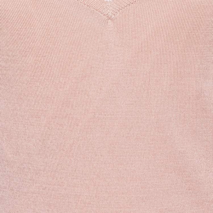 Pre Owned Ralph Lauren Pink Silk Knit Midi Dress M