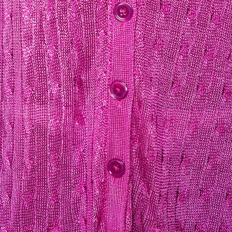 Pre Owned Ralph Lauren Pink Knit Button Front Cardigan M