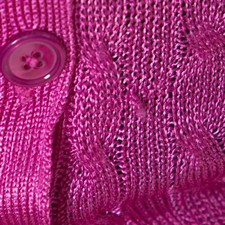 Pre Owned Ralph Lauren Pink Knit Button Front Cardigan M