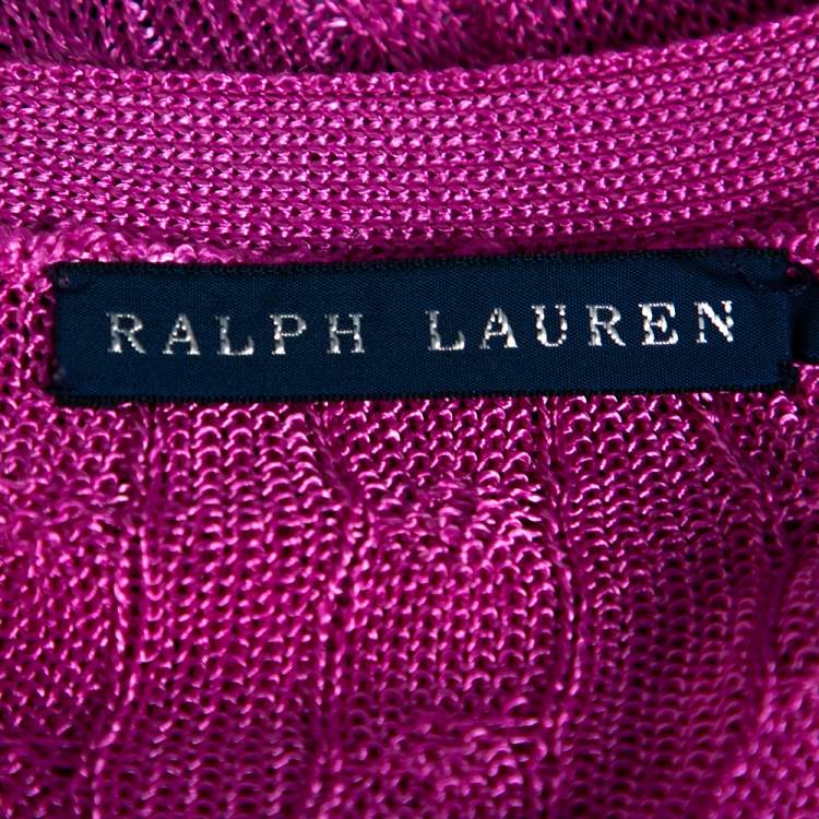 Pre Owned Ralph Lauren Pink Knit Button Front Cardigan M
