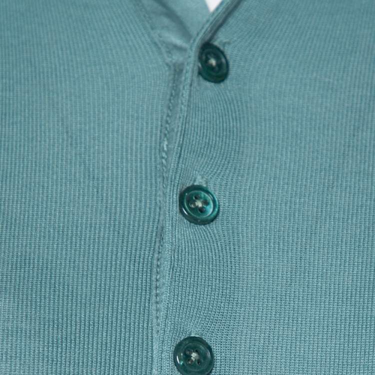 Pre Owned Ralph Lauren Green Cotton Fitted Hem Polo T-Shirt S