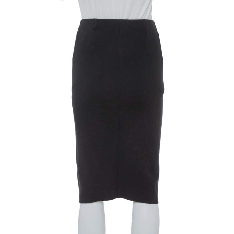 Pre Owned Ralph Lauren Black Merino Wool Knit Tube Skirt S