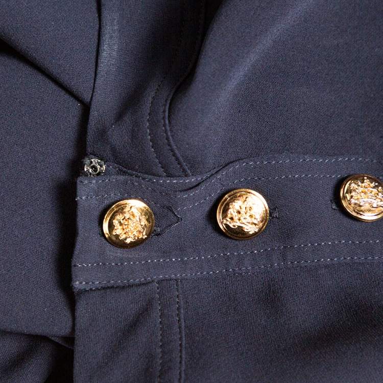 Pre Owned Ralph Lauren Navy Blue Silk Top L