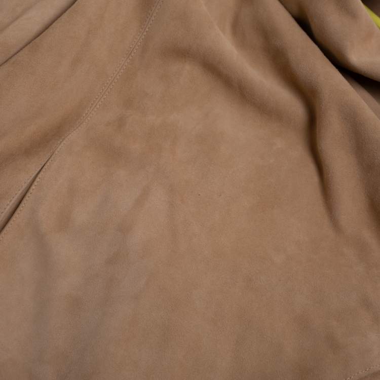 Pre Owned Ralph Lauren Beige Suede Draped Open Front Jacket M 