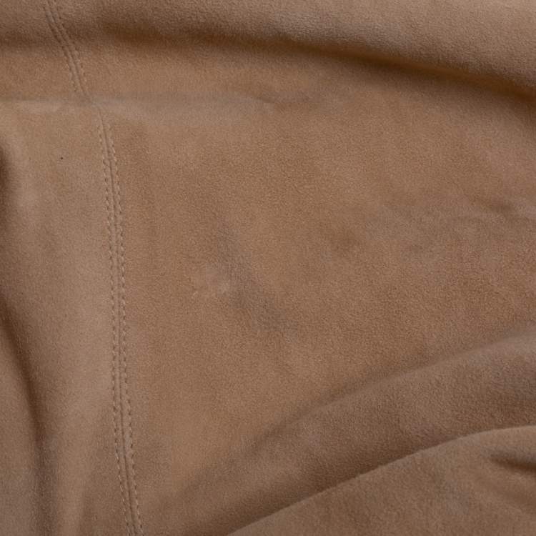 Pre Owned Ralph Lauren Beige Suede Draped Open Front Jacket M 