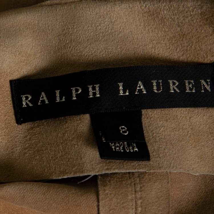 Pre Owned Ralph Lauren Beige Suede Draped Open Front Jacket M 