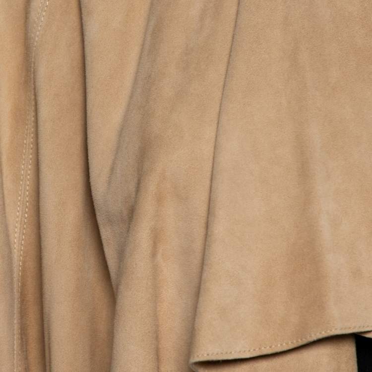 Pre Owned Ralph Lauren Beige Suede Draped Open Front Jacket M 