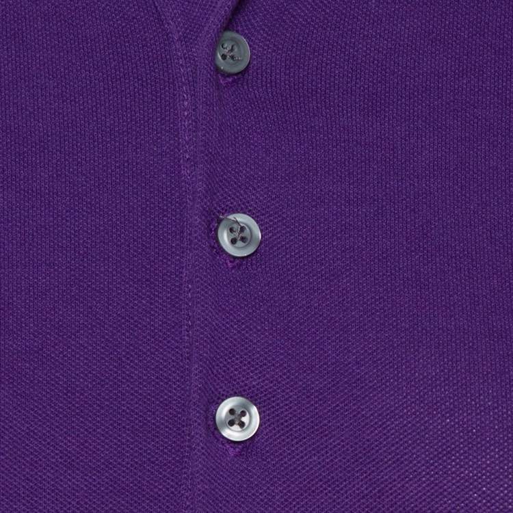 Pre Owned Ralph Lauren Purple Stone Embellished Logo Detail Polo T-Shirt L