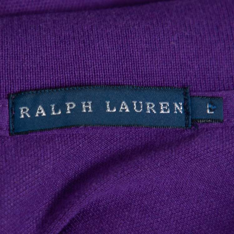 Pre Owned Ralph Lauren Purple Stone Embellished Logo Detail Polo T-Shirt L