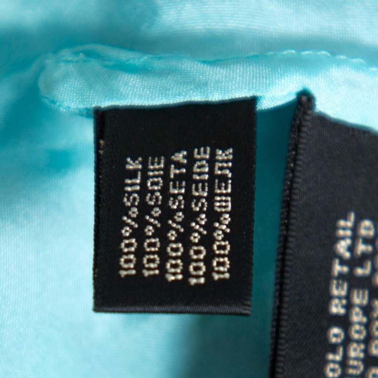 مملوكة مسبقًا Ralph Lauren Blue Printed Silk Ruffle Detail Short Skirt M