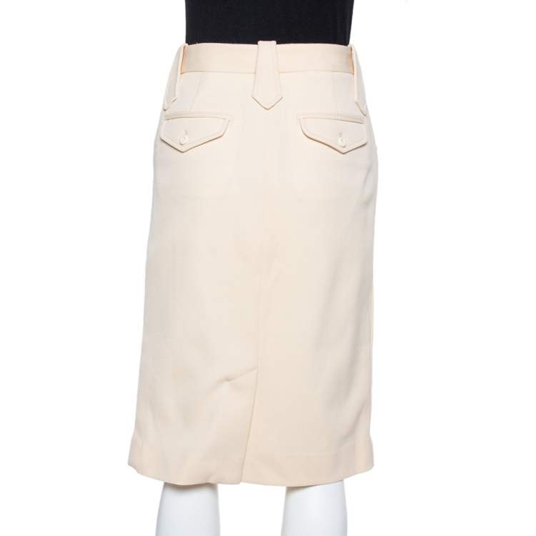 Pre Owned Ralph Lauren Cream Knit Pencil Skirt M