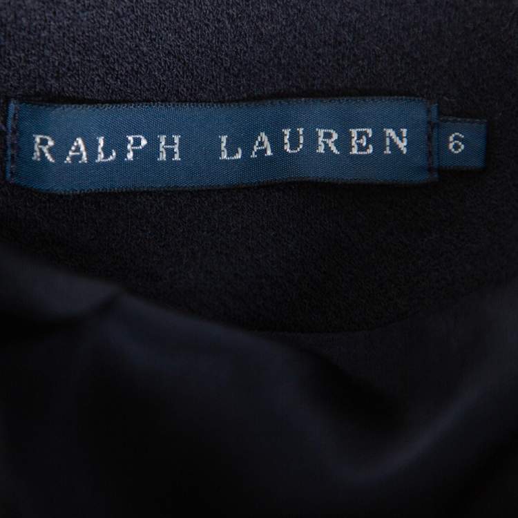 Pre Owned Ralph Lauren Navy Blue Wool Fitted Cropped Jacket M