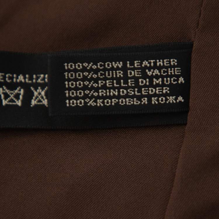 Pre Owned Ralph Lauren Brown Leather Roundneck Jacket M