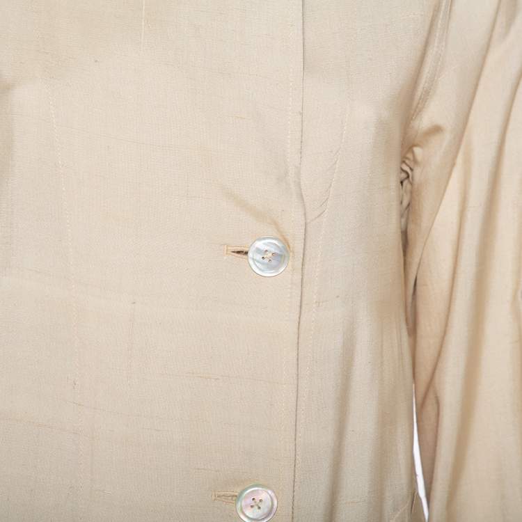 Pre Owned Ralph Lauren Beige Silk Button Front Lightweight Coat S