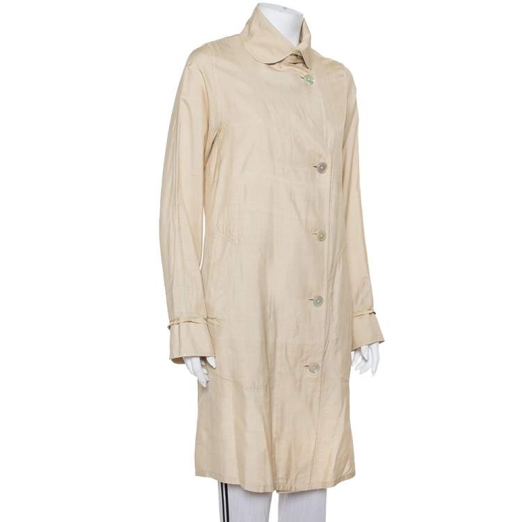 Pre Owned Ralph Lauren Beige Silk Button Front Lightweight Coat S