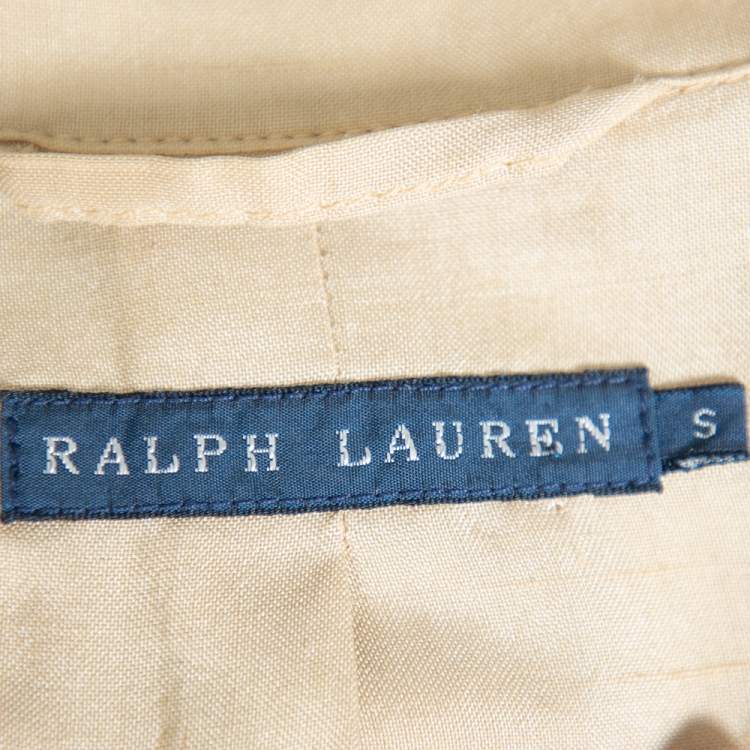 Pre Owned Ralph Lauren Beige Silk Button Front Lightweight Coat S