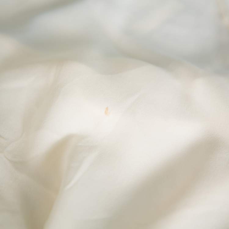 Pre Owned Ralph Lauren Cream Tulle Ruffle Detail Button Front Top M