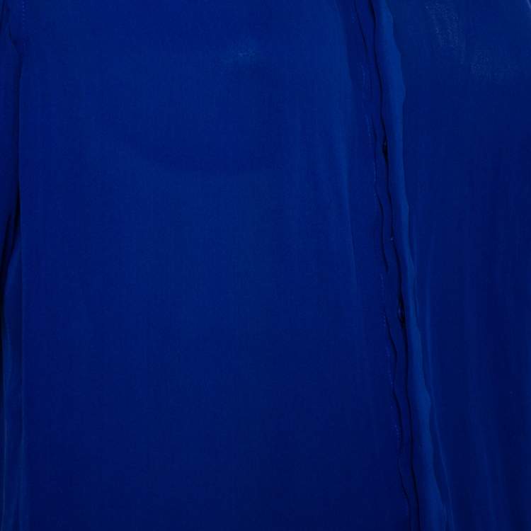 Pre Owned Ralph Lauren Royal Blue Silk Button Front Shirt M