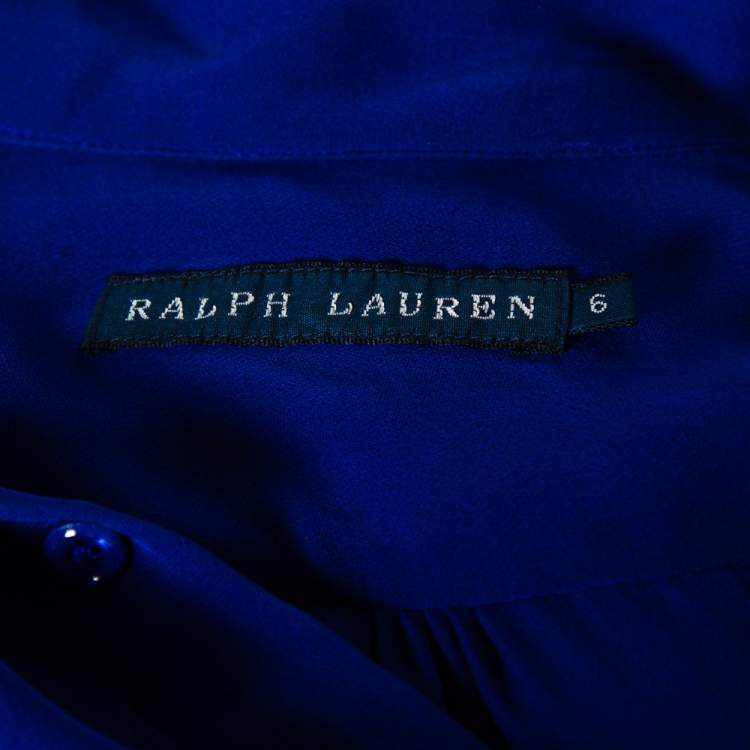 Pre Owned Ralph Lauren Royal Blue Silk Button Front Shirt M