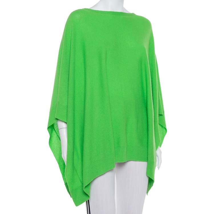 Pre Owned Ralph Lauren Neon Green Cashmere Poncho XS