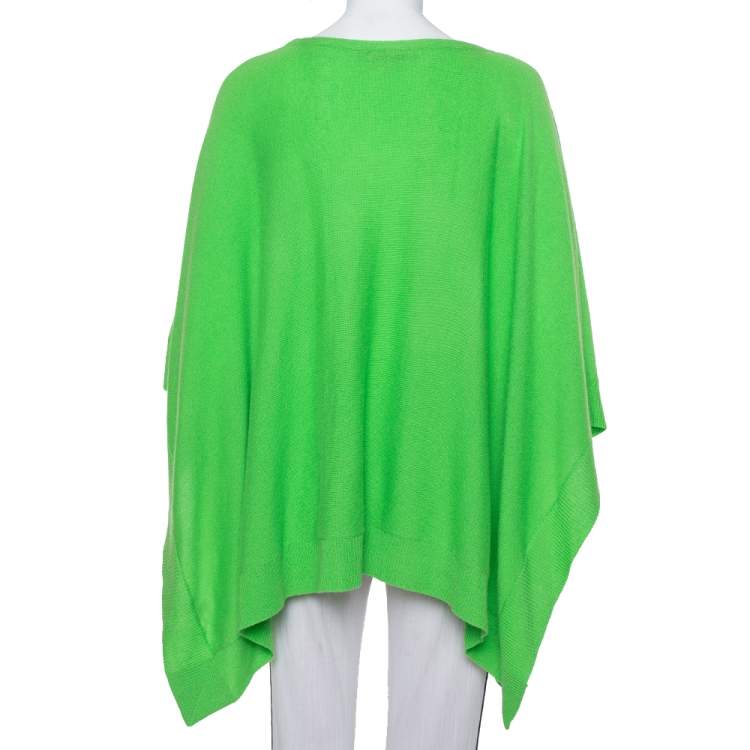 Pre Owned Ralph Lauren Neon Green Cashmere Poncho XS