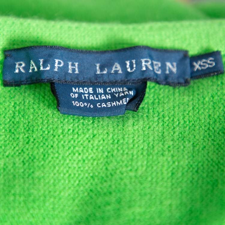 Pre Owned Ralph Lauren Neon Green Cashmere Poncho XS