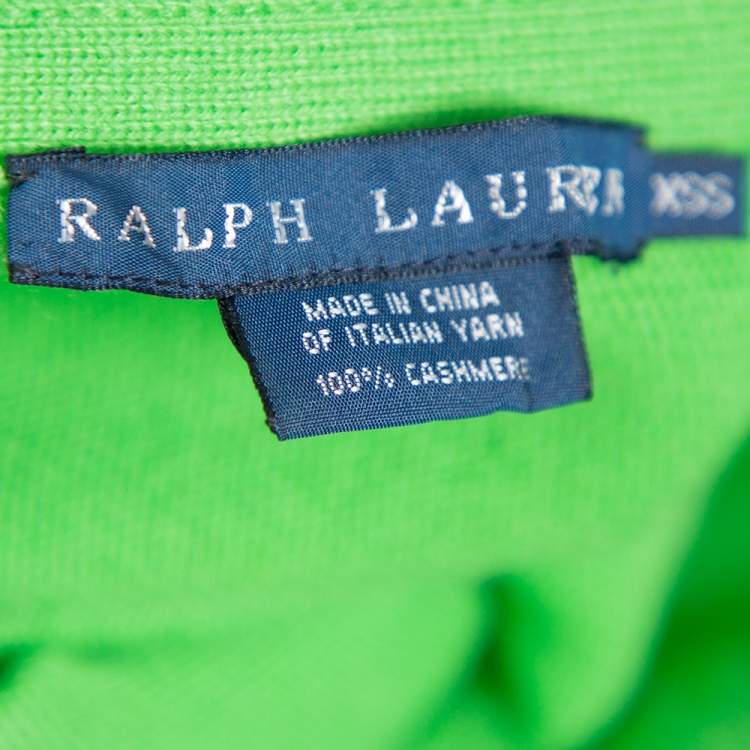 Pre Owned Ralph Lauren Neon Green Cashmere Poncho XS