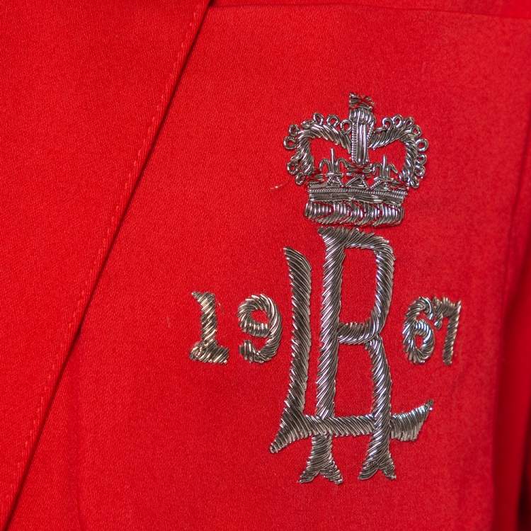 Pre Owned Ralph Lauren Red Cotton Logo Embroidered Blazer XL