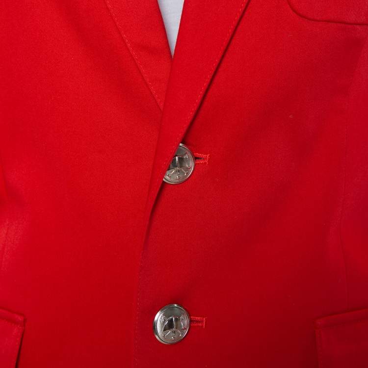 Pre Owned Ralph Lauren Red Cotton Logo Embroidered Blazer XL