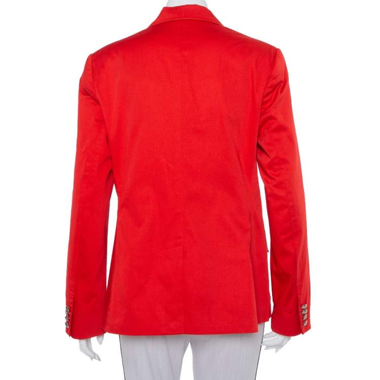 Pre Owned Ralph Lauren Red Cotton Logo Embroidered Blazer XL