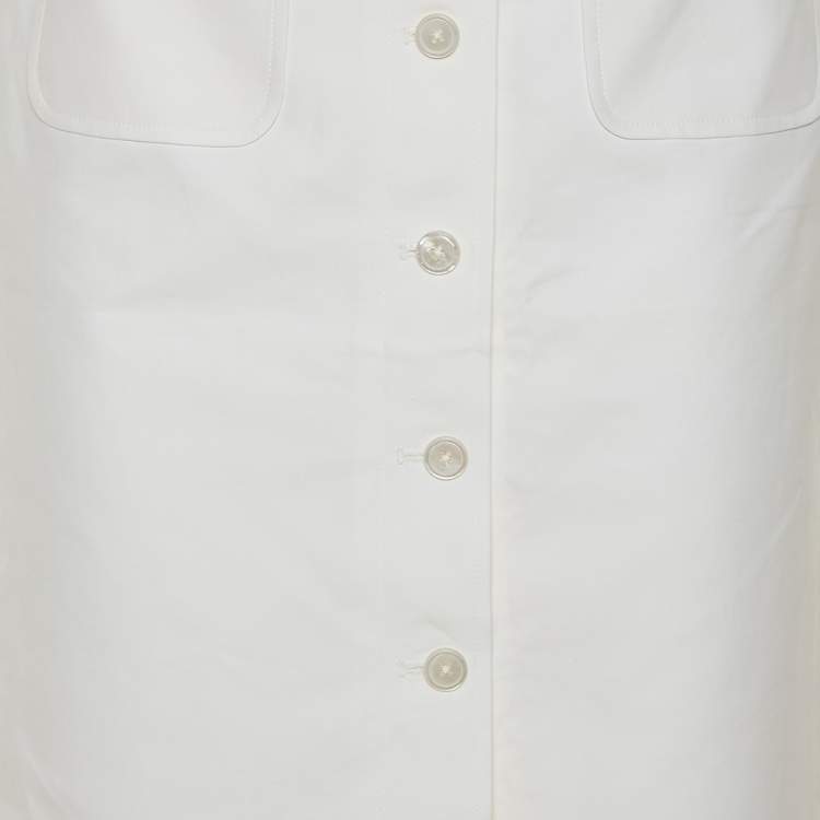 مملوكة مسبقًا Ralph Lauren Cream Cotton Button Front Skirt S