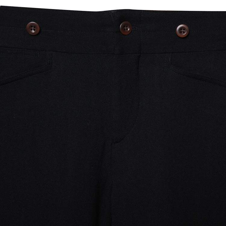 Pre Owned Ralph Lauren Black Wool Leather Patch Detail Riding Pants S