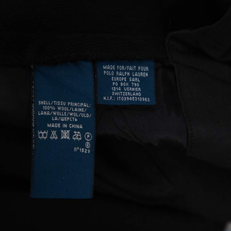 Pre Owned Ralph Lauren Black Wool Leather Patch Detail Riding Pants S