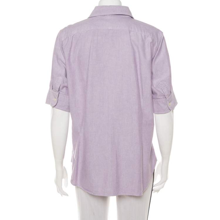 Pre Owned Ralph Lauren Purple Cotton Short Sleeve Button Front Shirt XL
