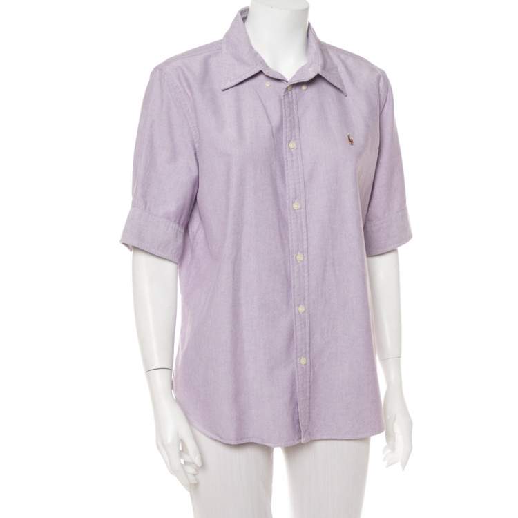 Ralph Lauren Purple Cotton Short Sleeve Button Front Shirt XL Ralph Lauren