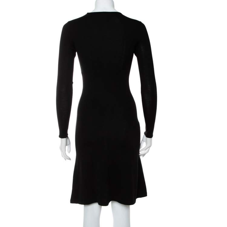 Pre Owned Ralph Lauren Black Wool & Cashmere Sheath Dress S