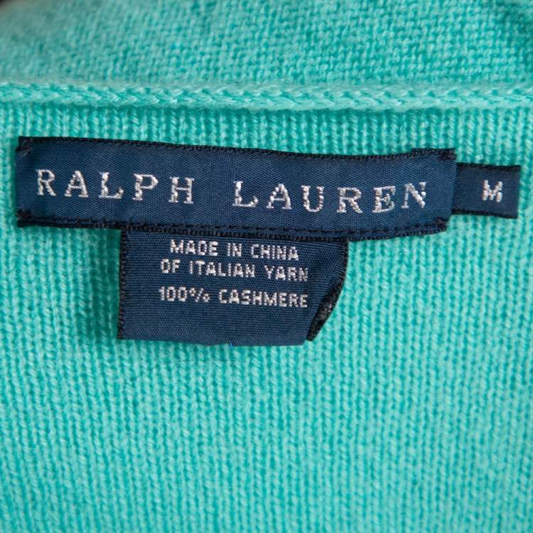 Pre Owned Ralph Lauren Blue Cashmere Short Sleeve Sweater M