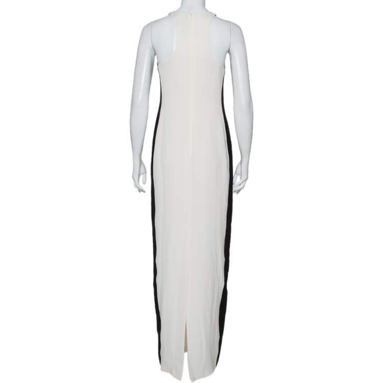 Pre Owned Ralph Lauren Monochrome Crepe Back Slit Detail Racer Back Maxi Dress S