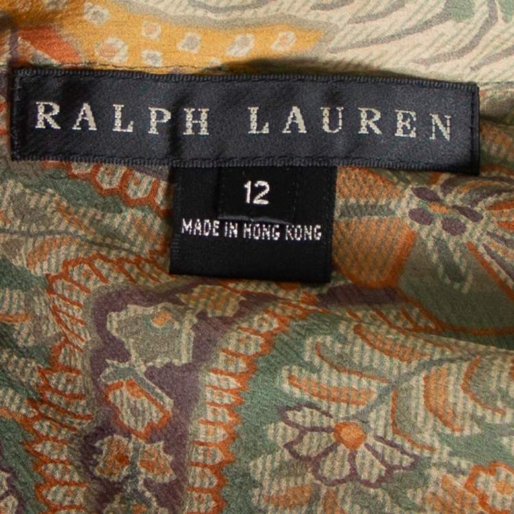 Pre Owned Ralph Lauren Multicolor Floral Printed Silk Neck Tie Detail Sheer Shirt L