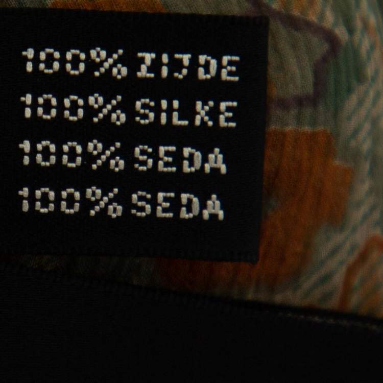 Pre Owned Ralph Lauren Multicolor Floral Printed Silk Neck Tie Detail Sheer Shirt L