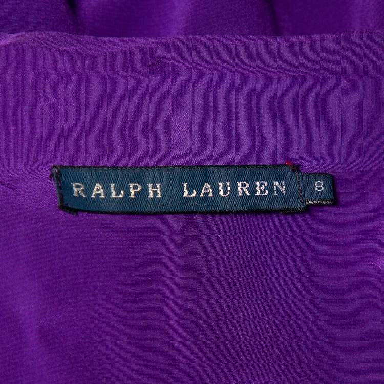 Pre Owned Ralph Lauren Purple Silk Neck Tie Detail Button Front Shirt M