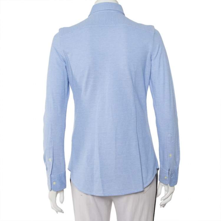 مملوكة مسبقًا Ralph Lauren Blue Cotton Knit Oxford Button Down Shirt M