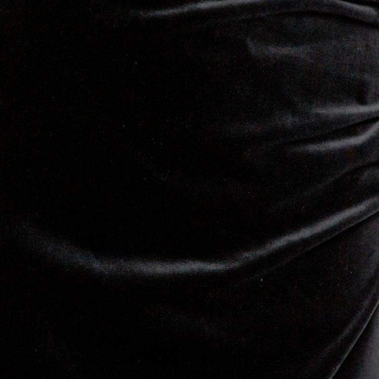 Pre Owned Ralph Lauren Navy Blue Velvet Draped Waist Detail Maxi Skirt M