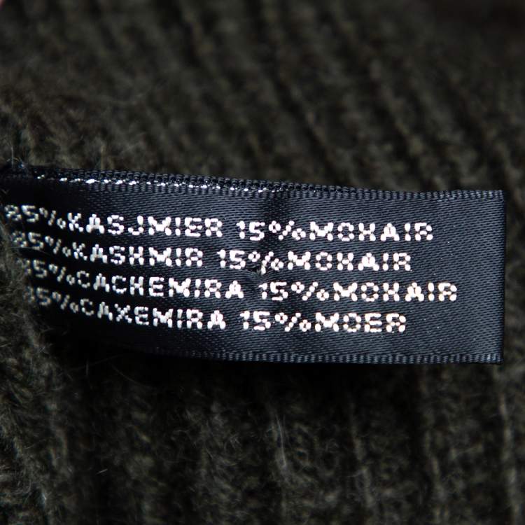 Pre Owned Ralph Lauren Green Cashmere & Mohair Open Front Cowl Neck Cardigan M